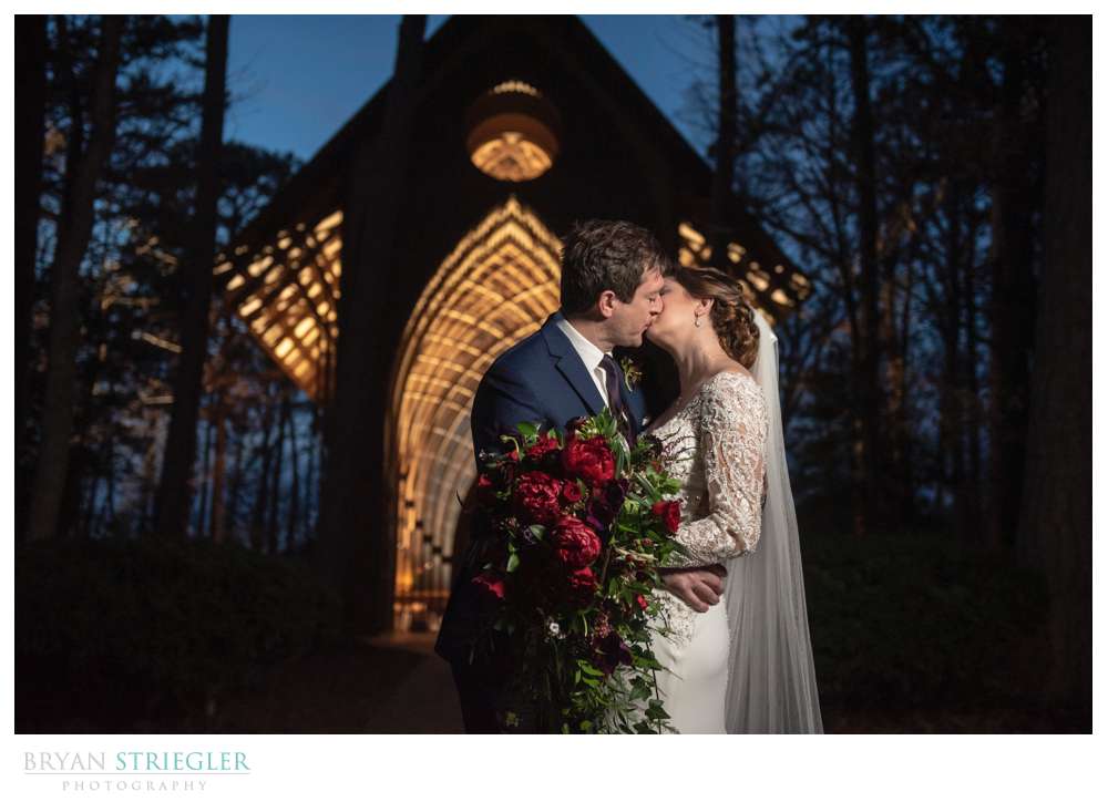 night wedding portrait at mildred b cooper